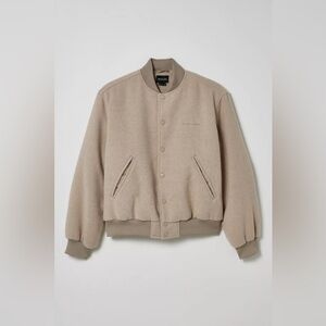 Brand New with Tags: Standard Cloth Tan Faux Wool Varsity Jacket - Size L